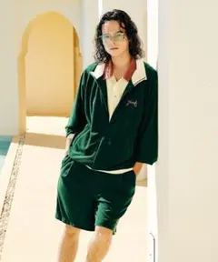 【未使用に近い】glamb ジップネックジャージ　L ホワイト glamb ジャージ Zip Neck Jersey / ジップネックジャージ メンズ