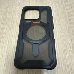 UAG iPhone15Proケース 透明/黒 マグネット式スタンド付き