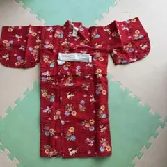 赤い花柄 着物 100%コットン
