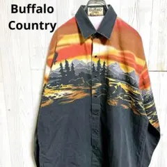 ヴィンテージ　Buffalo Country　ウエスタンシャツ　サンセット柄