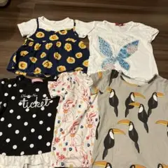 Tシャツ　半袖　ひまわり　花　スパンコール　ドッキング