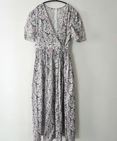 【美品】セブンテン フラワープリントカシュクールワンピース ピンク S