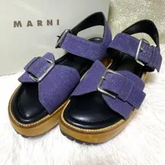 【良品】MARNI マルニ グリッター プラットフォーム サンダル ウッドソール