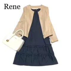 Rene ルネ ティアードワンピース デニム サイズ34 フリル ストレッチ