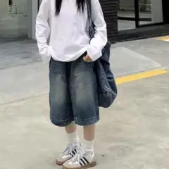 メメクル バギー ハーフデニムパンツ MEMECLE