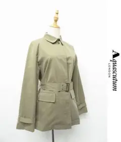 V063/ Aquascutum ハーフコート ジャケット シルク混 9 カーキ
