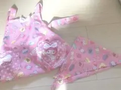 サンリオ メロディ子供用My Melody スイーツ柄エプロン 三角巾セット