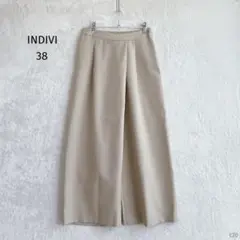 インディヴィ| ワイドイージーパンツ【38】ウエスト半周ゴム 変則タック 涼感