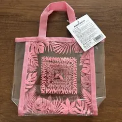 新品タグ付き　紀ノ国屋　モンステラ柄　ミニクリアトート　ピンク