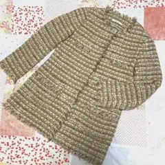 スピックアンドスパン ノーカラー ツイード ウール シルク混 ジャケット コート