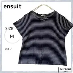 【ensuite】エンスウィート トップス 半袖Tシャツ ストライプ M 黒×白