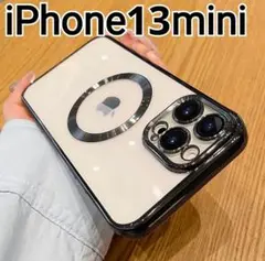 iPhone13mini 　クリア　ふちどり　ブラック　メタリック　 マグセーフ