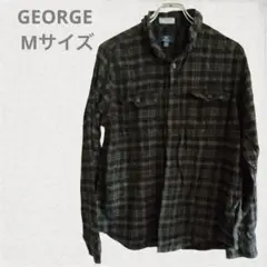 GEORGE ダークグレーチェック ネルシャツ M