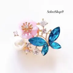 新品未使用品♡ブローチ蝶バタフライお花フラワーパールヴィンテージ海外インポート