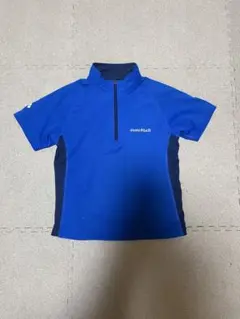 montbell 半袖ハーフジップトップス 青