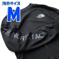 ノースフェイス ロンT 長袖Tシャツ 海外M 日本L相当 黒 グレー slv