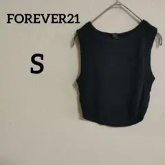 FOREVER21 ブラック ノースリーブ ヘソ出しTシャツ y2k