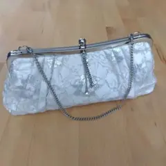 ホワイト レース装飾 クラッチバッグ