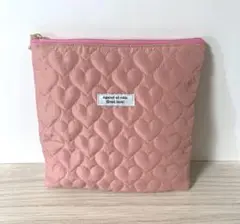 【期間限定SALE】ハンドメイド　保冷ポーチ　ハートキルト　ピンク