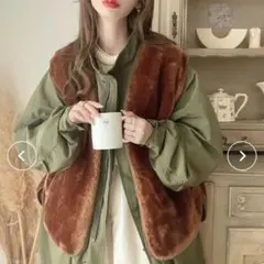 【megコラボ】ファーベスト付きマルチWAYモッズコート