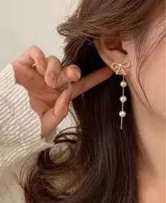 ⭐︎人気⭐︎ リボン ピアス パール 韓国