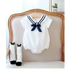 【8/22まで限定お値下げ】Ambermimi セーラーロンパース