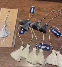 asca タッセルセット　アイボリー ホワイト&グレー　全6点　まとめて