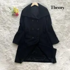 【極美品】Theory ロングコート アンゴラ ダブル 女優襟 ブラック L