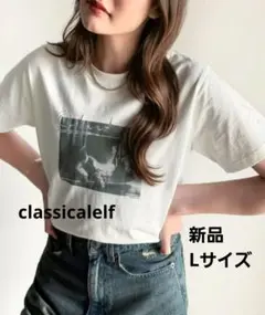 新品！クラシカルエルフ　猫フォトTシャツ　ホワイト　Lサイズ