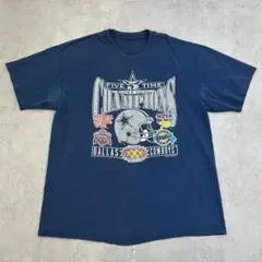 95年　ダラス・カウボーイズ　チャンピオン　Tシャツ　古着　ネイビー　ブルーXL