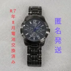 【稼働品】GUESS クロノグラフ 腕時計 ガンメタリック