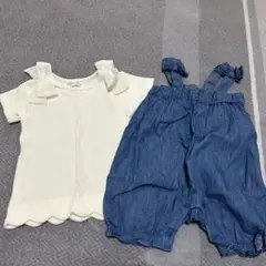 mämäraku リボン付きトップス 80 アイボリー