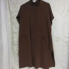 夢布　ちりめんロングジレ　ブラウン　日本製
