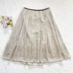美品★ 【キャサリンロス】 シアーフレアスカート （MA） ベージュ 日本製