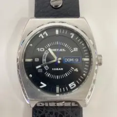 DIESEL ブラック レザー時計 10BAR