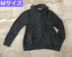 ダークグレー フード付きカーディガン【M】秋春用