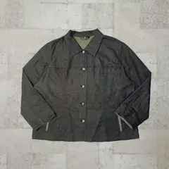 シャツ ジャケット 長袖 チャコールグレー クロップド丈 古着 vintage