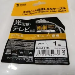 SANWA ストレートLANケーブル 1m LA-SL6-01BL
