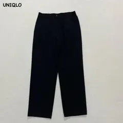 t2042 【ユニクロ】　タックワイドパンツ　黒　ストレート　ワイドフィット