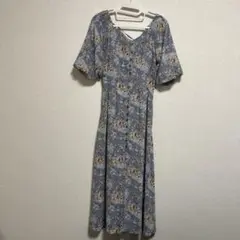 花柄半袖ロングワンピース