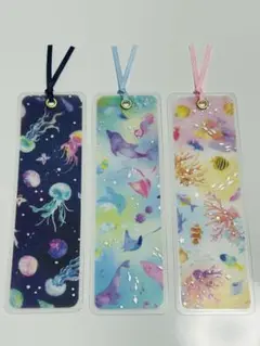 NO.19 ハンドメイド　しおり　海の世界　3枚セット