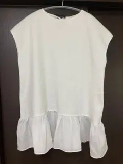ROPE ホワイトフリルノースリーブチュニック 38 中古品
