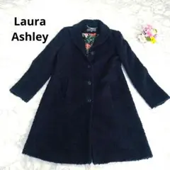 Laura Ashley ロングコート ボア 花柄 ネイビー USA6