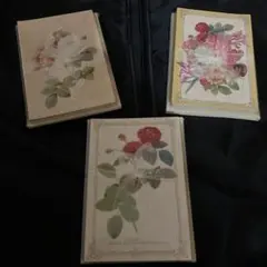 花柄イラストのカードと封筒の3冊セット