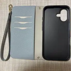 グレー 合成皮革 フリップカバー ストラップ付き