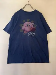 No.4276 US古着カービィ Tシャツ L ネイビー 星プリント