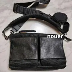 未使用　nouer　ヌエール　レザーショルダーメッシュバッグ