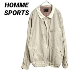 【HOMME SPORTS】 チェック柄ブルゾンジャケット ポケット ベージュ