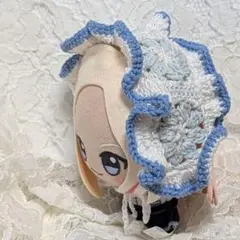 〈水色×白色〉ぬい服　ヘッドドレス　にじぬい　ちびぐるみ
