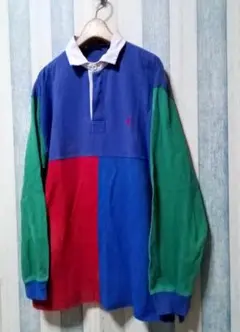 Polo by Ralph Lauren カラーブロック長袖 ラガーシャツ M